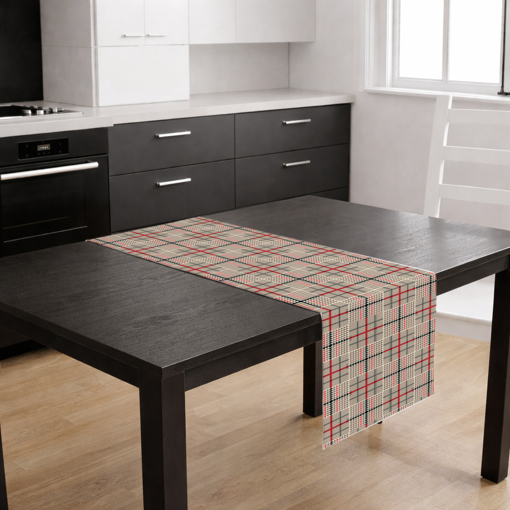 Red Black Geometric Tribal Pattern Runner