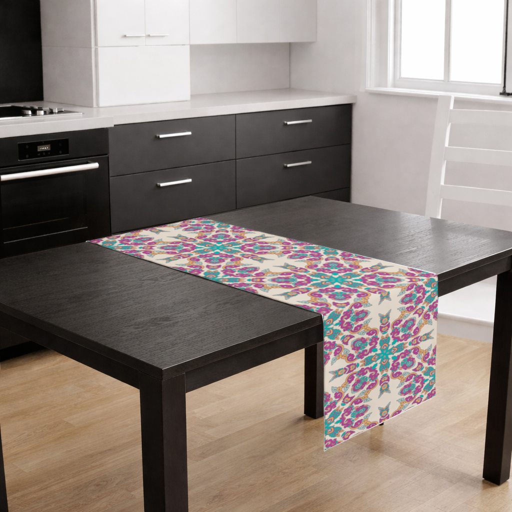 Colorful Oriental Symmetrical Mandala Pattern Runner