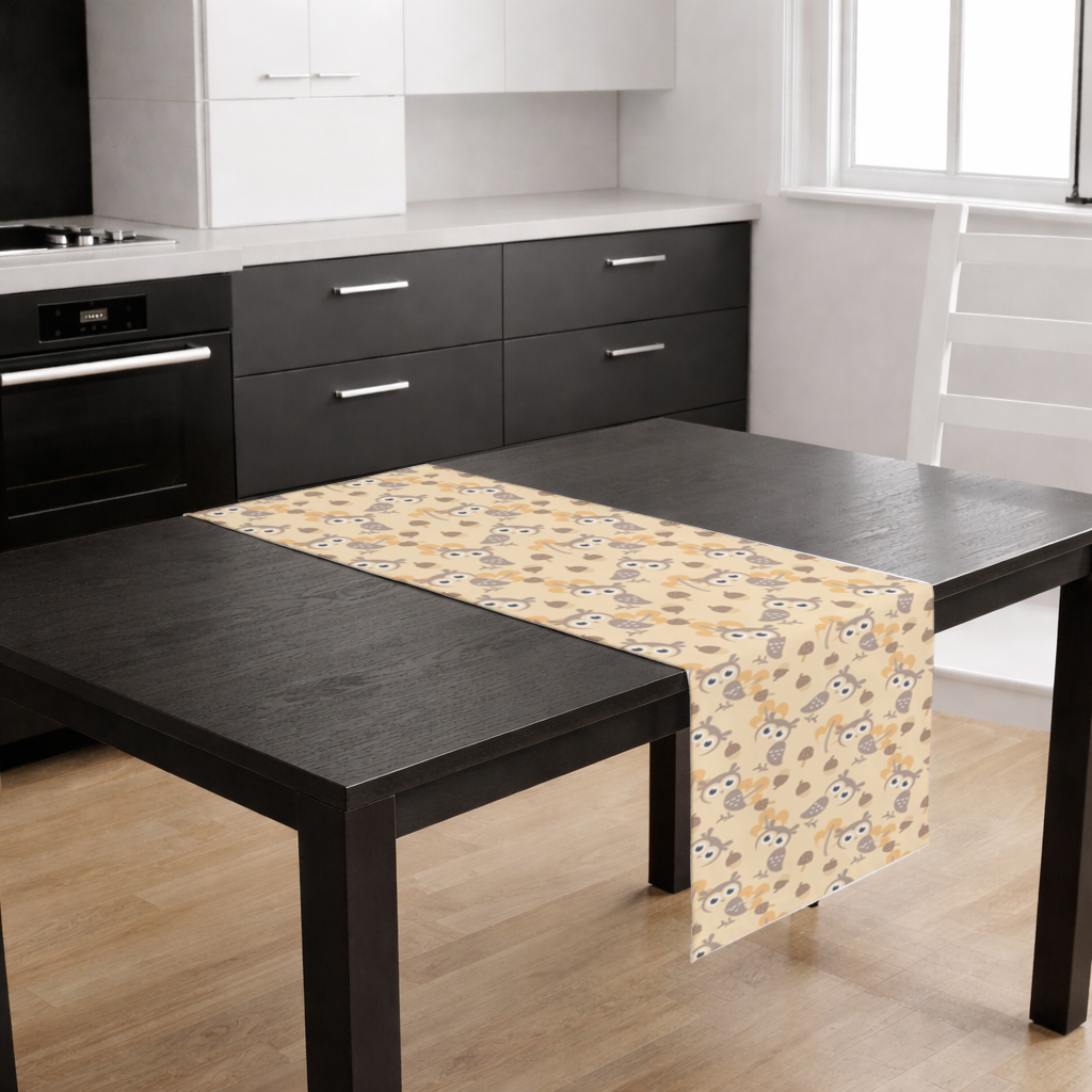 Cute Owl and Acorn Autumn Seamless Pattern Runner