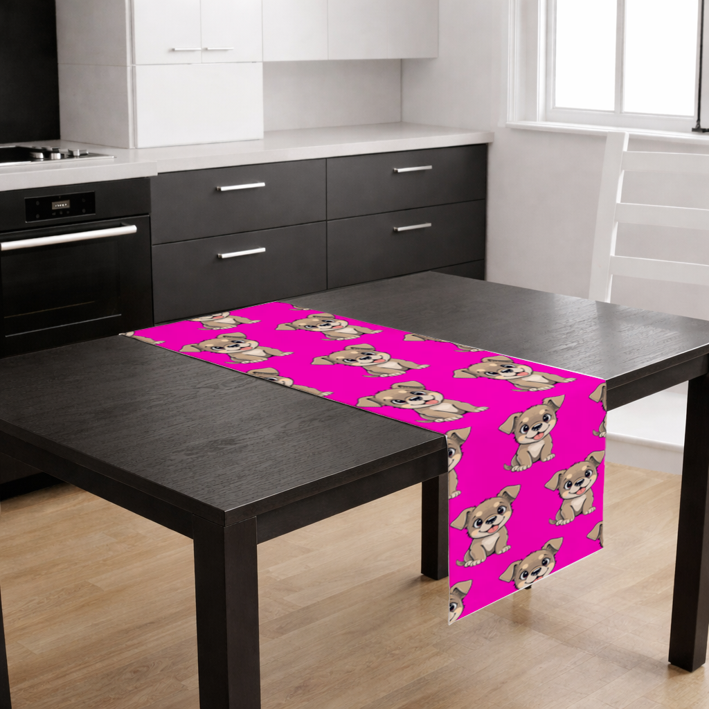 Cute Dog Illustration on Pink Background Runner