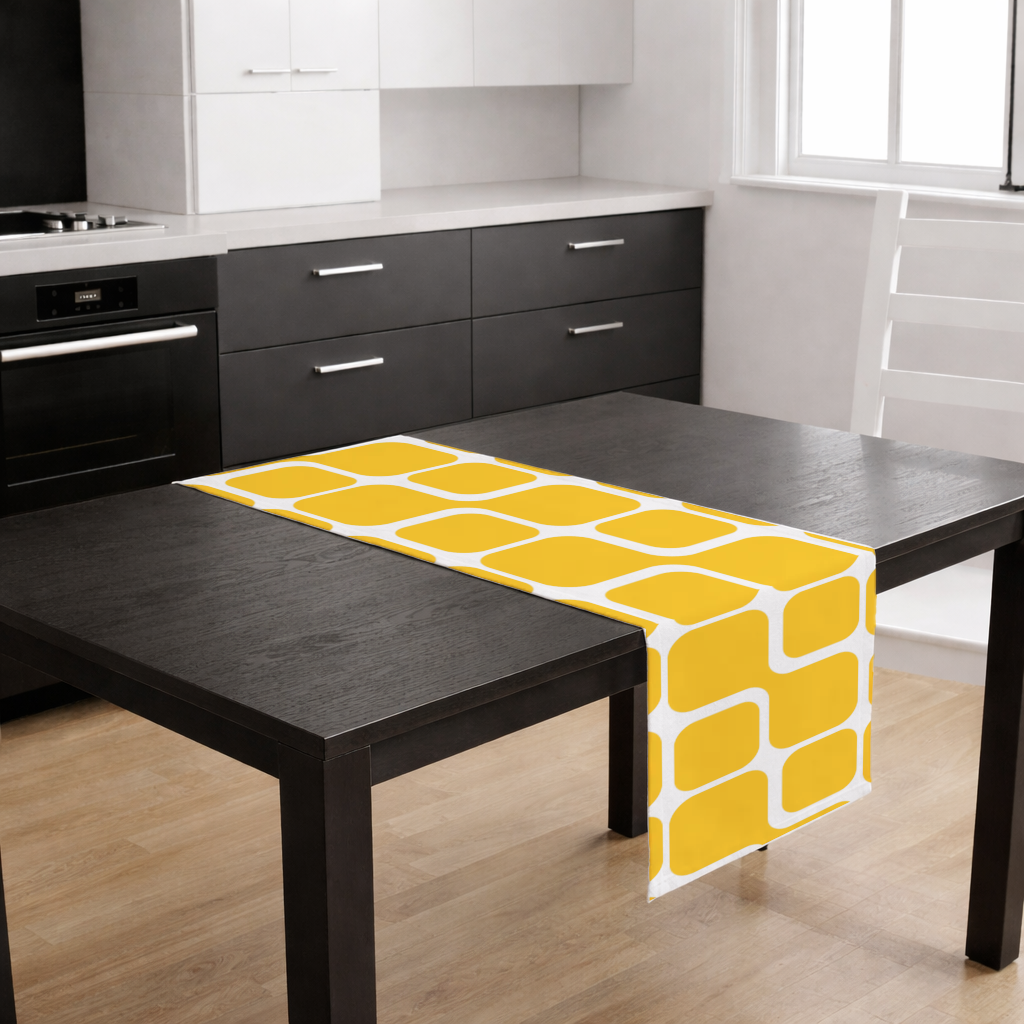 Yellow Geometric Labyrinth and Modern Abstract Pattern Runner