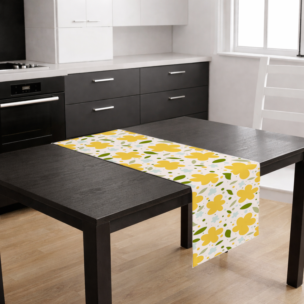 Yellow Floral and Leaf Boho Seamless Pattern Runner