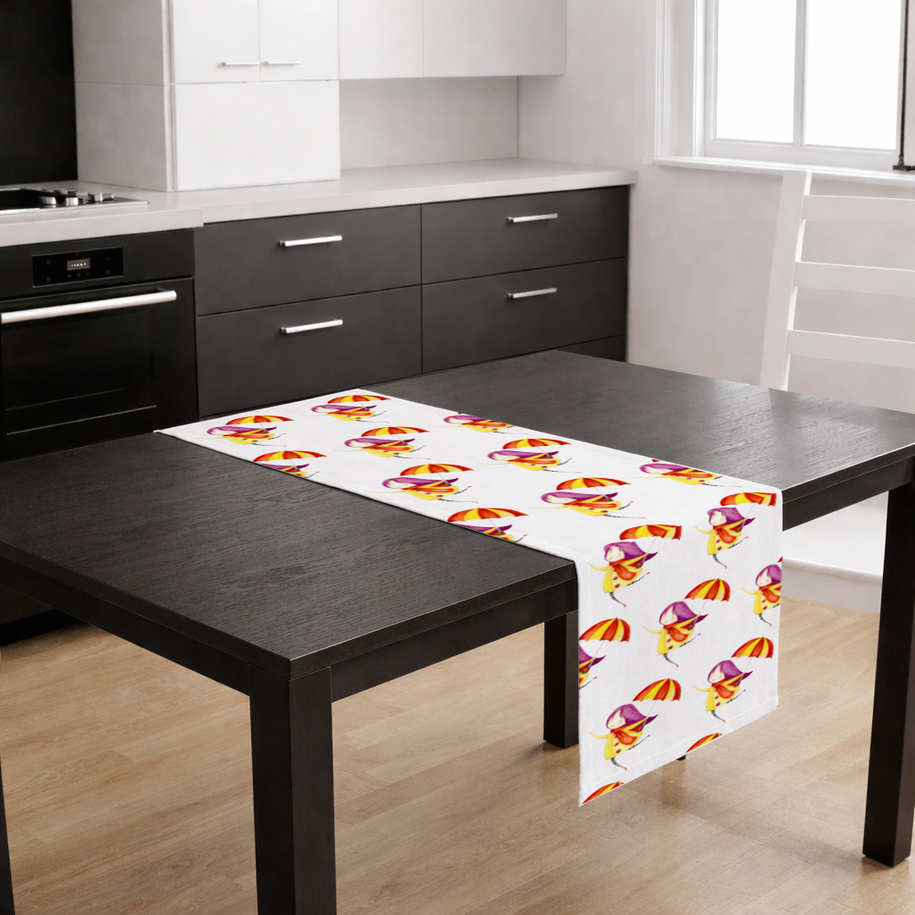 Cheerful Girl with Umbrella Runner