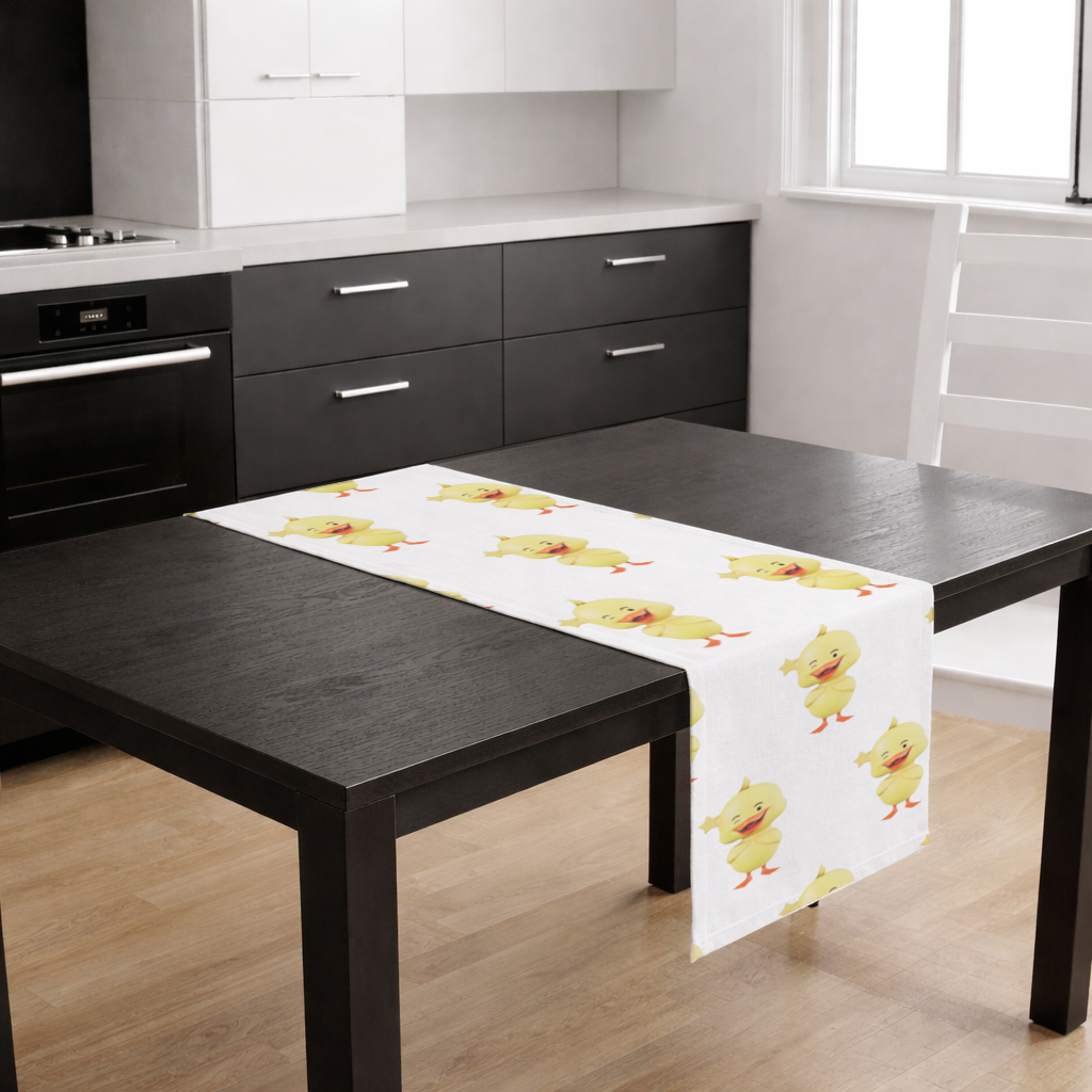 Yıldızlı Göz Kırpan Neşeli Sarı Ördek Masa Runner