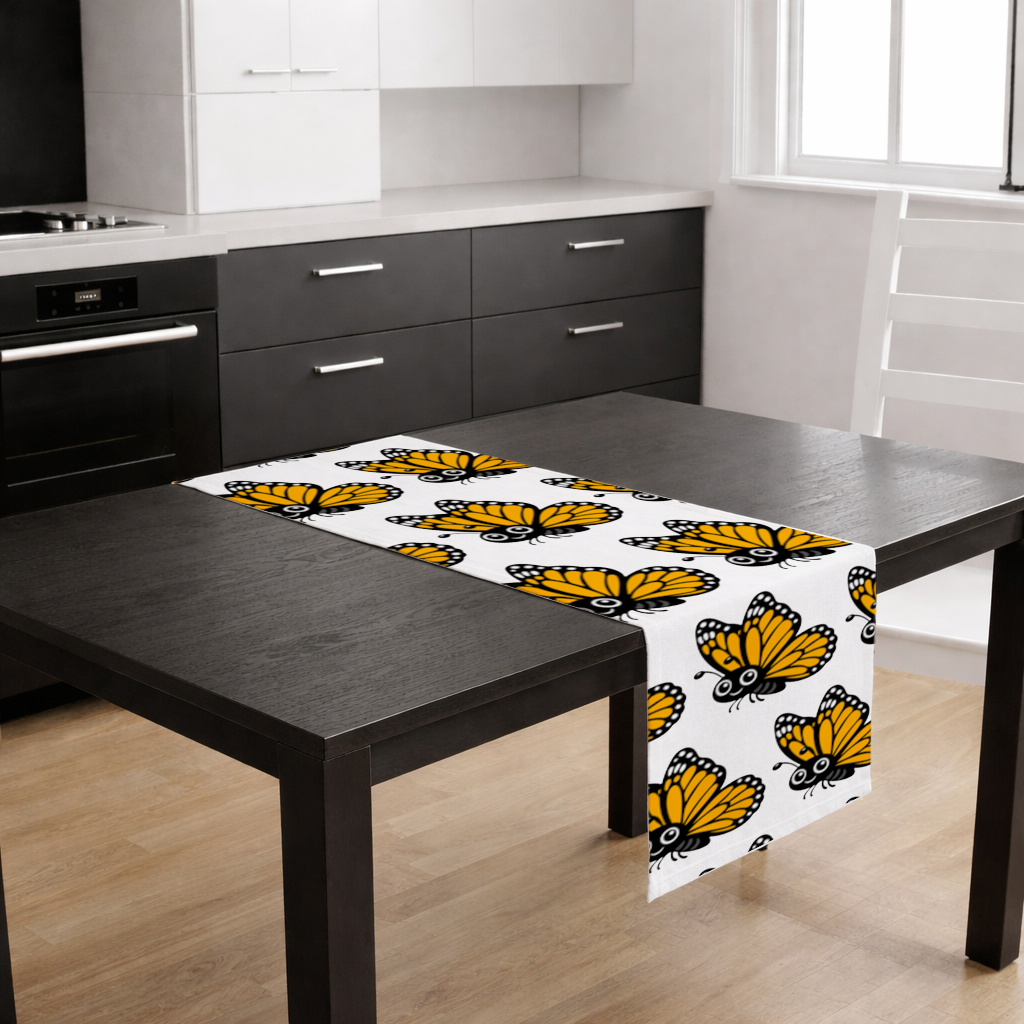 Gülümseyen Turuncu Monarch Kelebeği Masa Runner