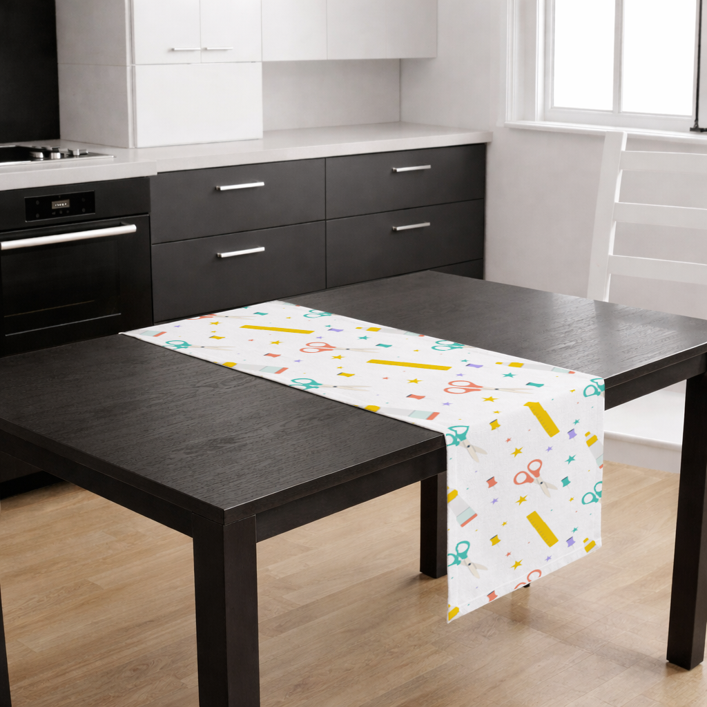 Colorful School and Stationery Supplies Pattern Runner