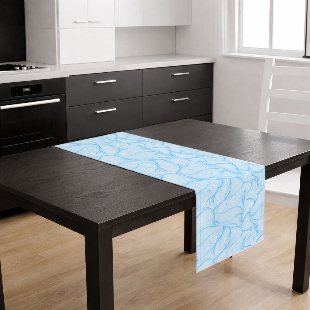 Blue Wavy Linear Abstract Pattern Runner