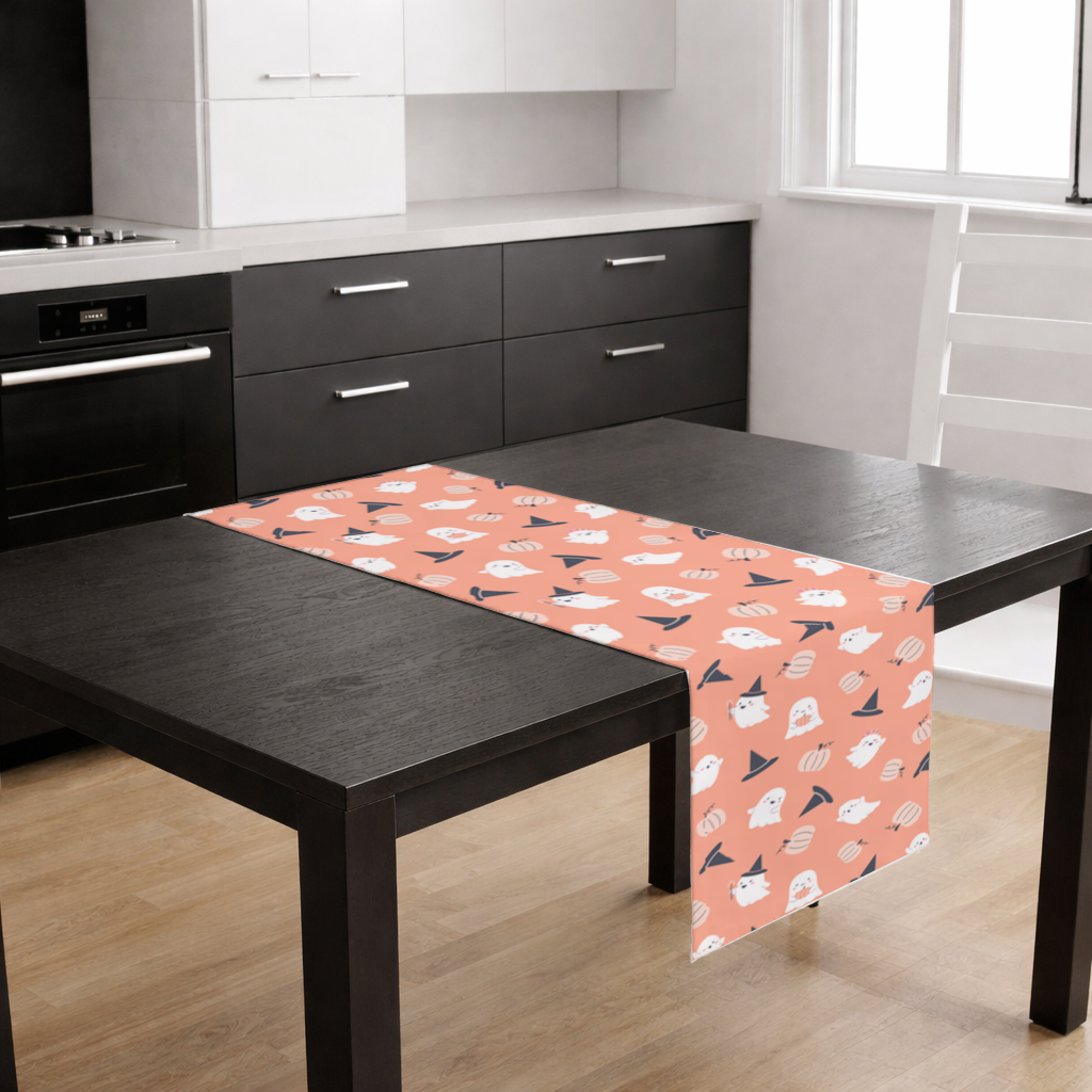 Cute Pumpkin and Witch Hat Ghost Pattern Runner