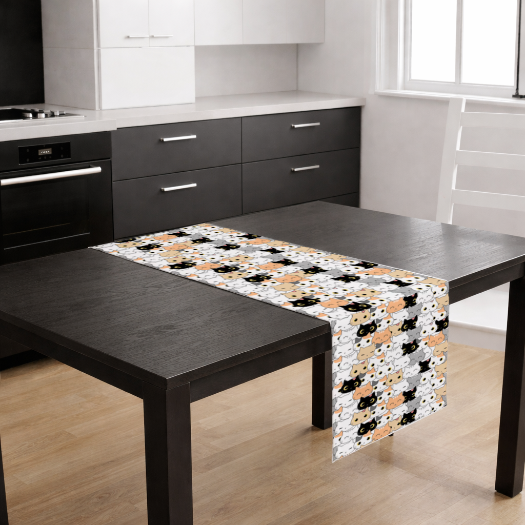 Colorful Cute Cat Faces Seamless Pattern Runner