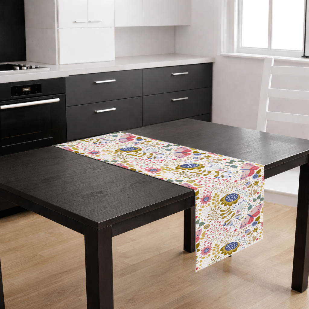 Folk Art Floral and Butterfly Pattern Runner