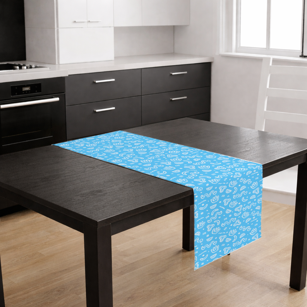 Blue Abstract Doodle Runner