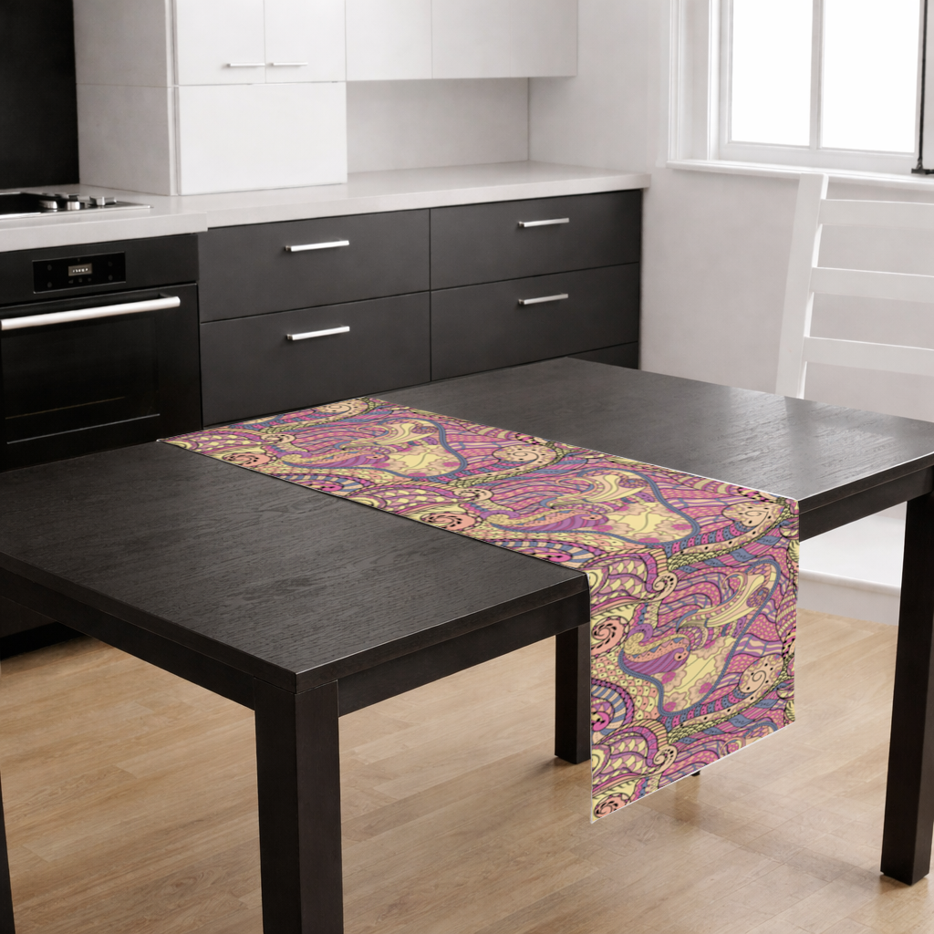 Psychedelic Zentangle Floral Runner