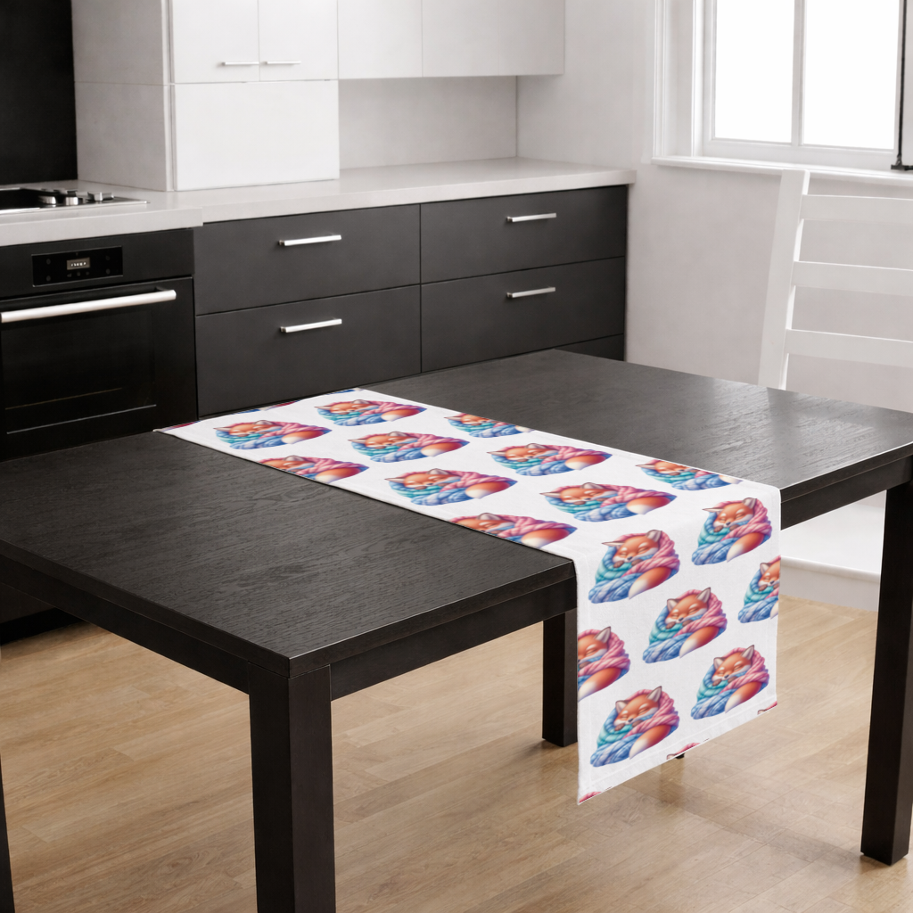 Sleeping Fox Knitted Blanket Runner