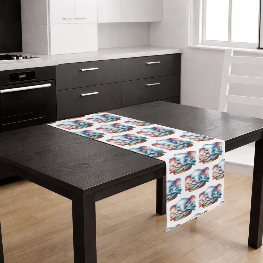 Cute Baby Elephant in Basket Runner