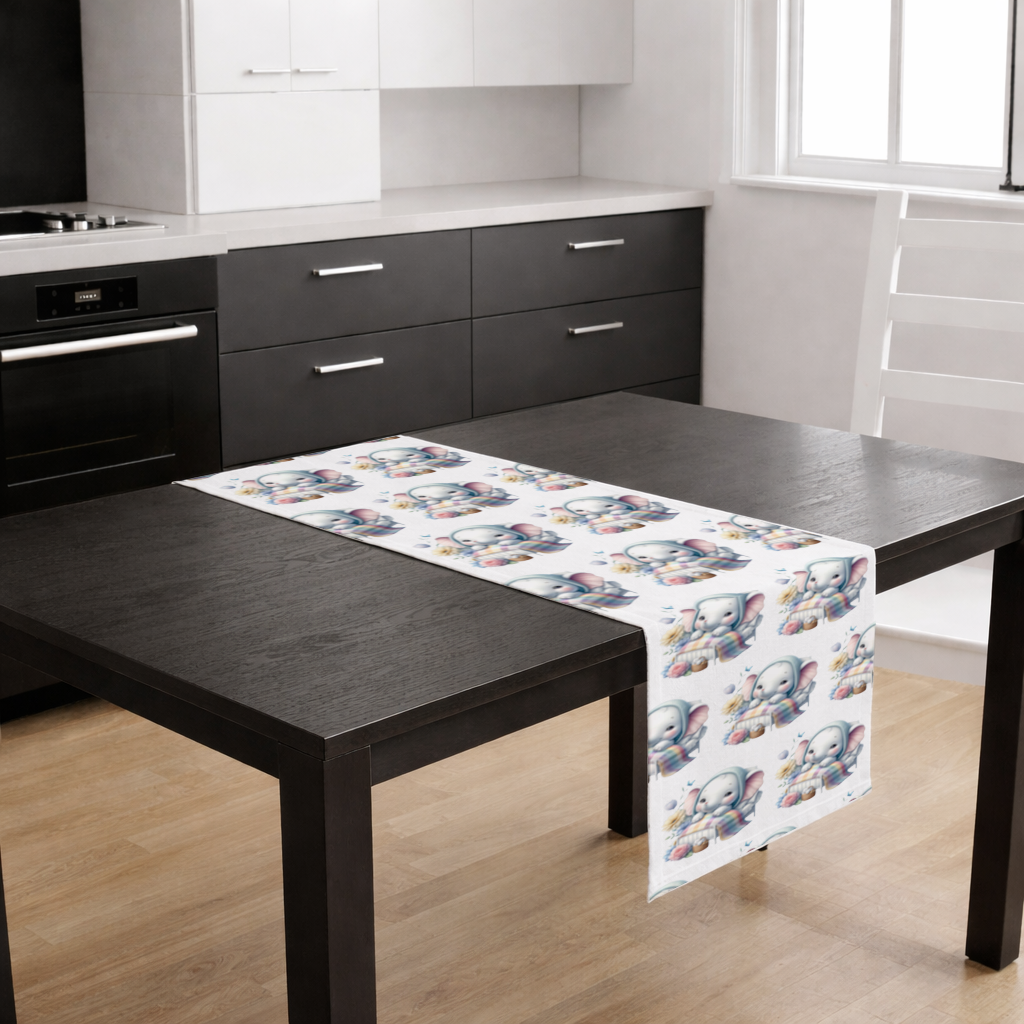 Sleeping Baby Elephant in Bed Runner