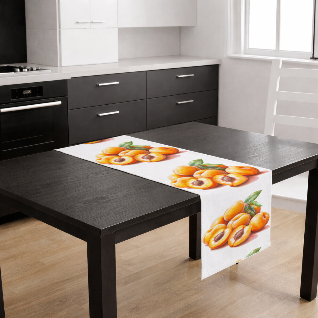 Watercolor Apricot and Leaves Runner