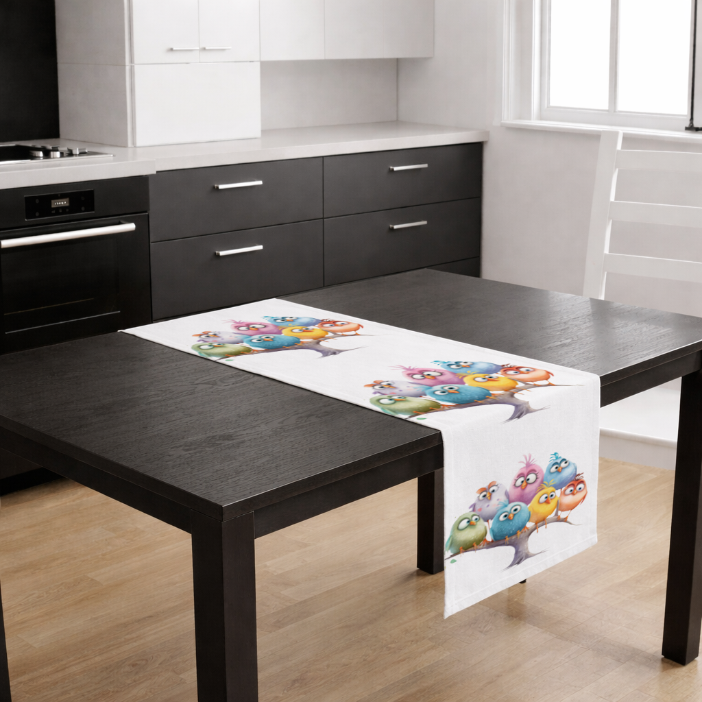 Whimsical Colorful Birds on Branch 