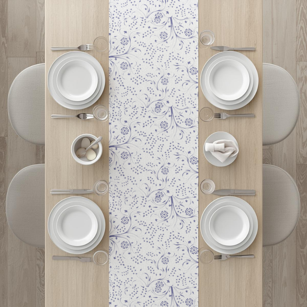 Blue White Vintage Floral Pattern 