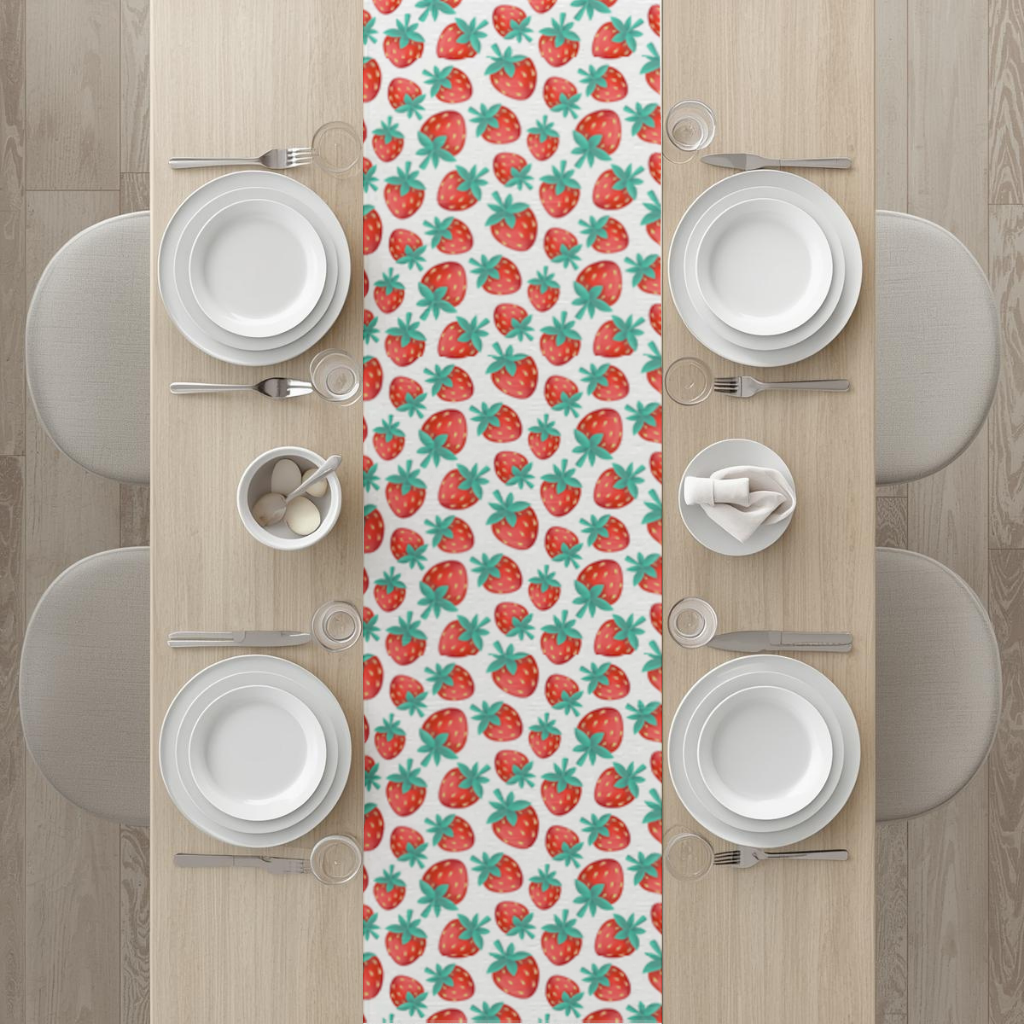 Vibrant Red Strawberry Summer Pattern Runner