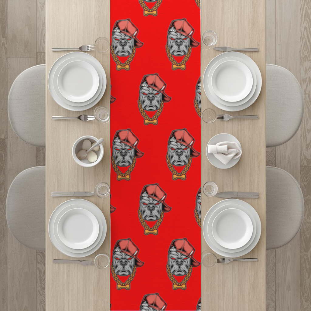 Hip Hop Tarzı Gangster Köpek İllüstrasyonu Masa Runner