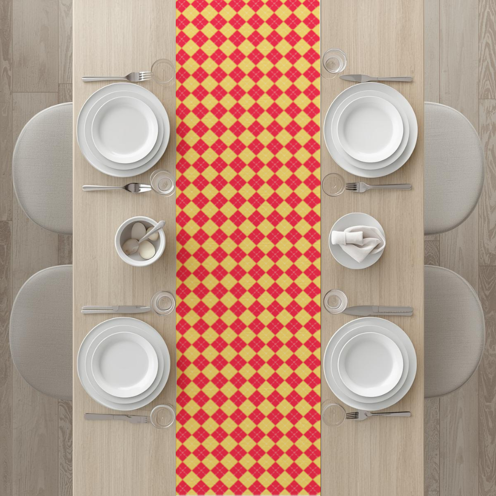 Red and Yellow Argyle Geometric Pattern Background Runner
