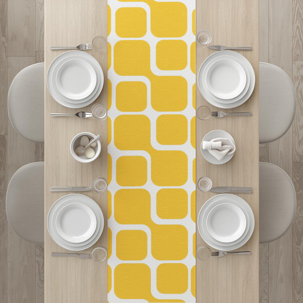 Yellow Geometric Labyrinth and Modern Abstract Pattern Runner