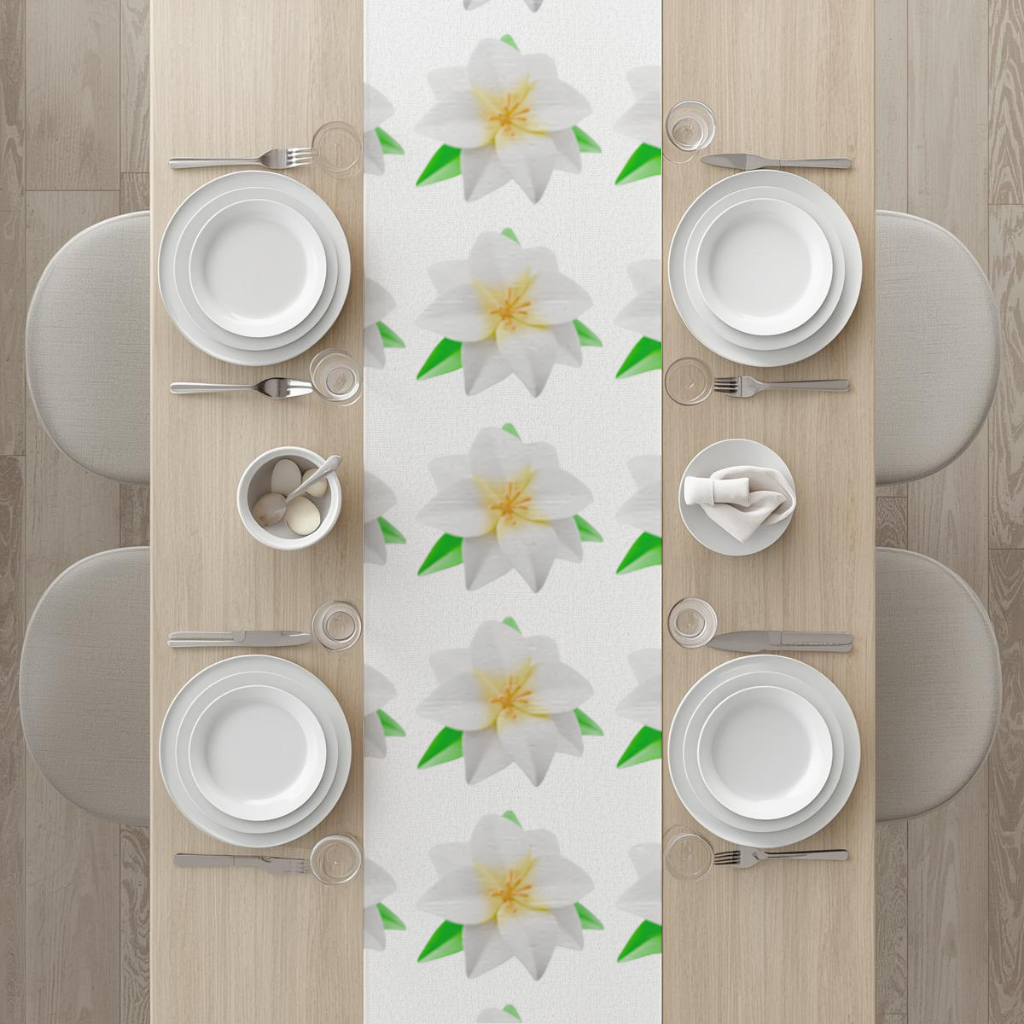 3D White Lily Flower Illustration Runner