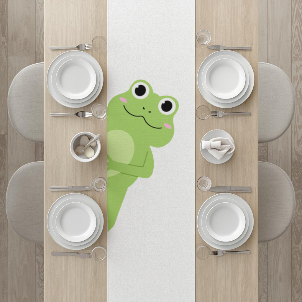 Cute Green Frog Peek-a-Boo Illustration 