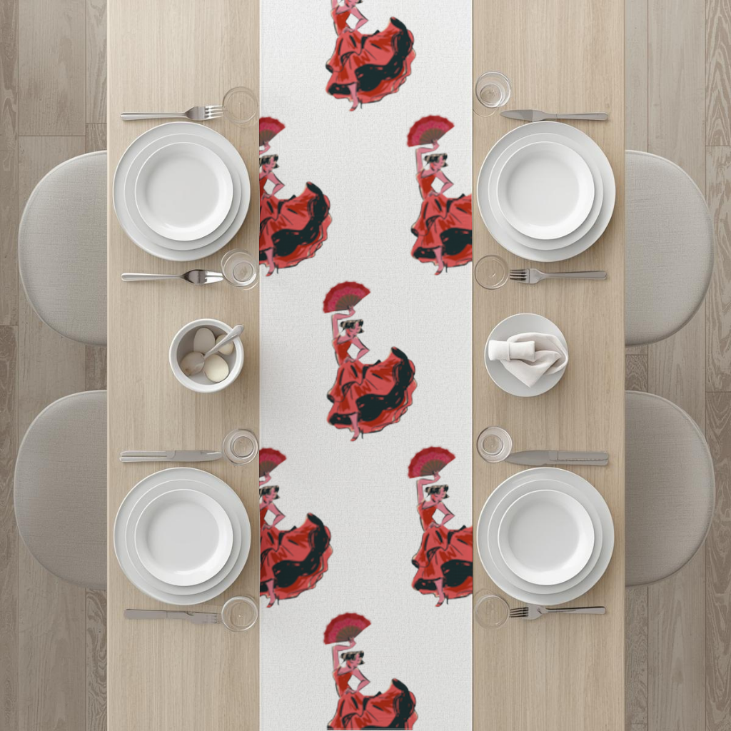 Flamenco Dancer with Fan Illustration Runner
