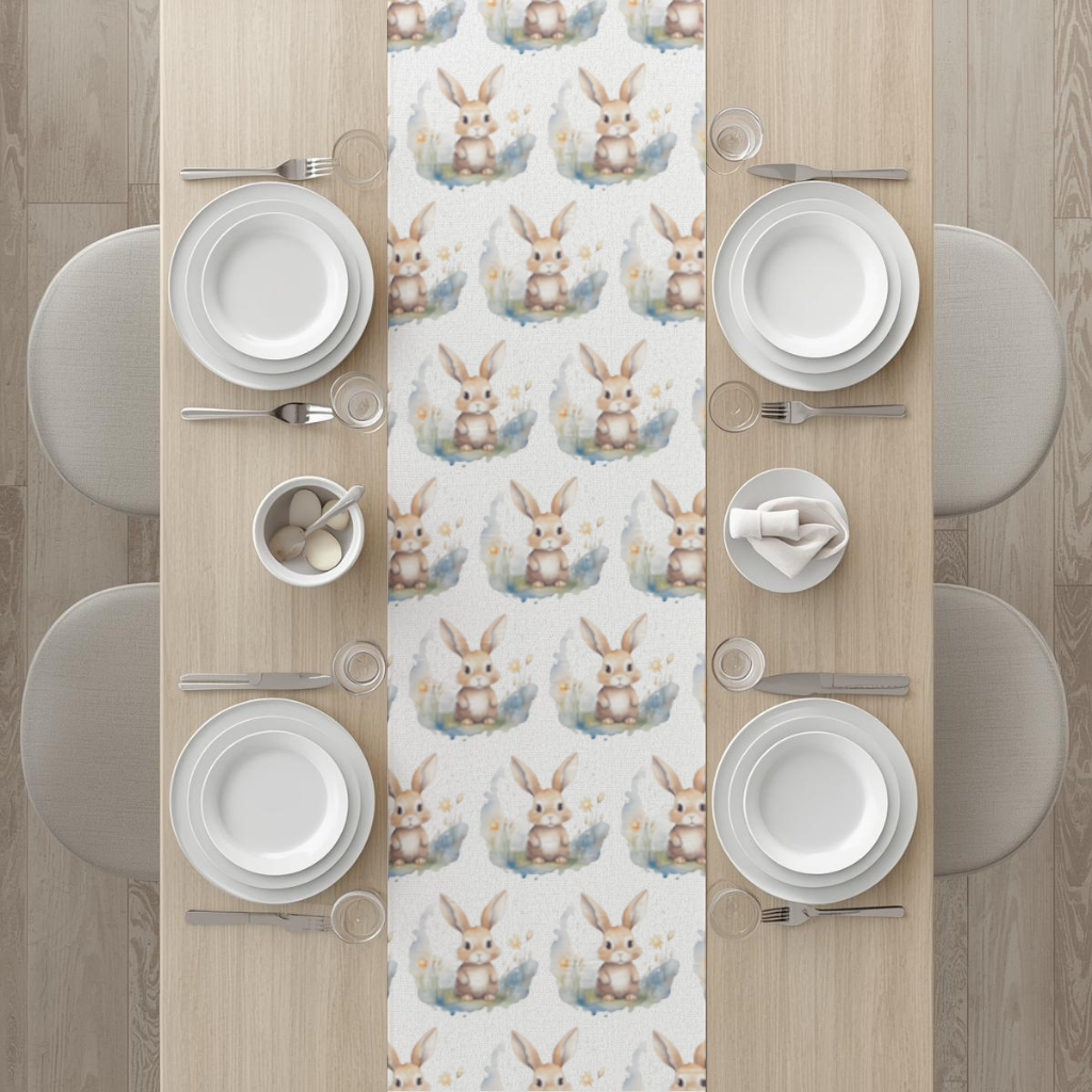 Cute Bunny Watercolor Illustration Runner