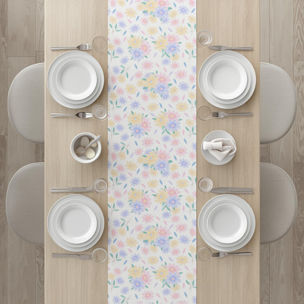 Colorful Pastel Spring Floral Pattern Runner