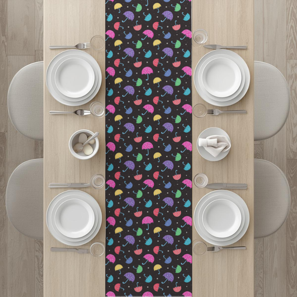 Colorful Heart Umbrellas Pattern Runner