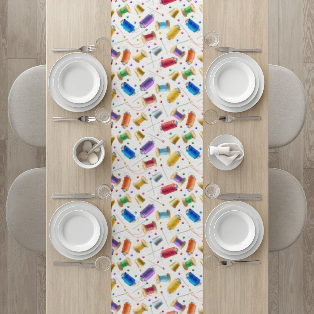 Colorful Thread Spools and Sewing Tools Pattern 