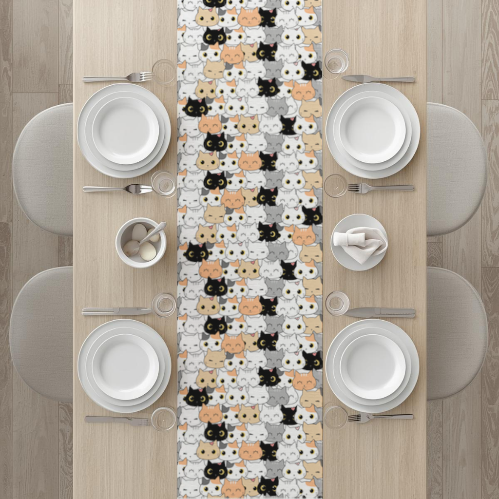 Colorful Cute Cat Faces Seamless Pattern Runner