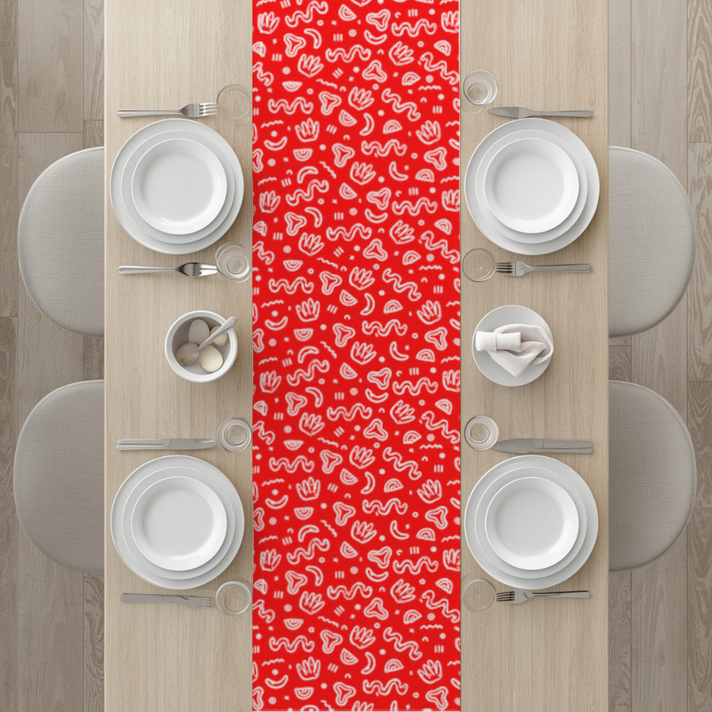 Red Abstract Doodle Runner