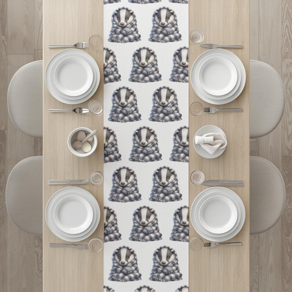 Cozy Baby Badger Wrapped in Blanket Runner