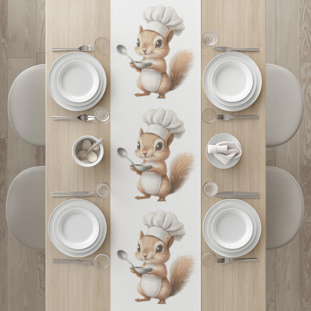 Whimsical Little Chef Squirrel Runner