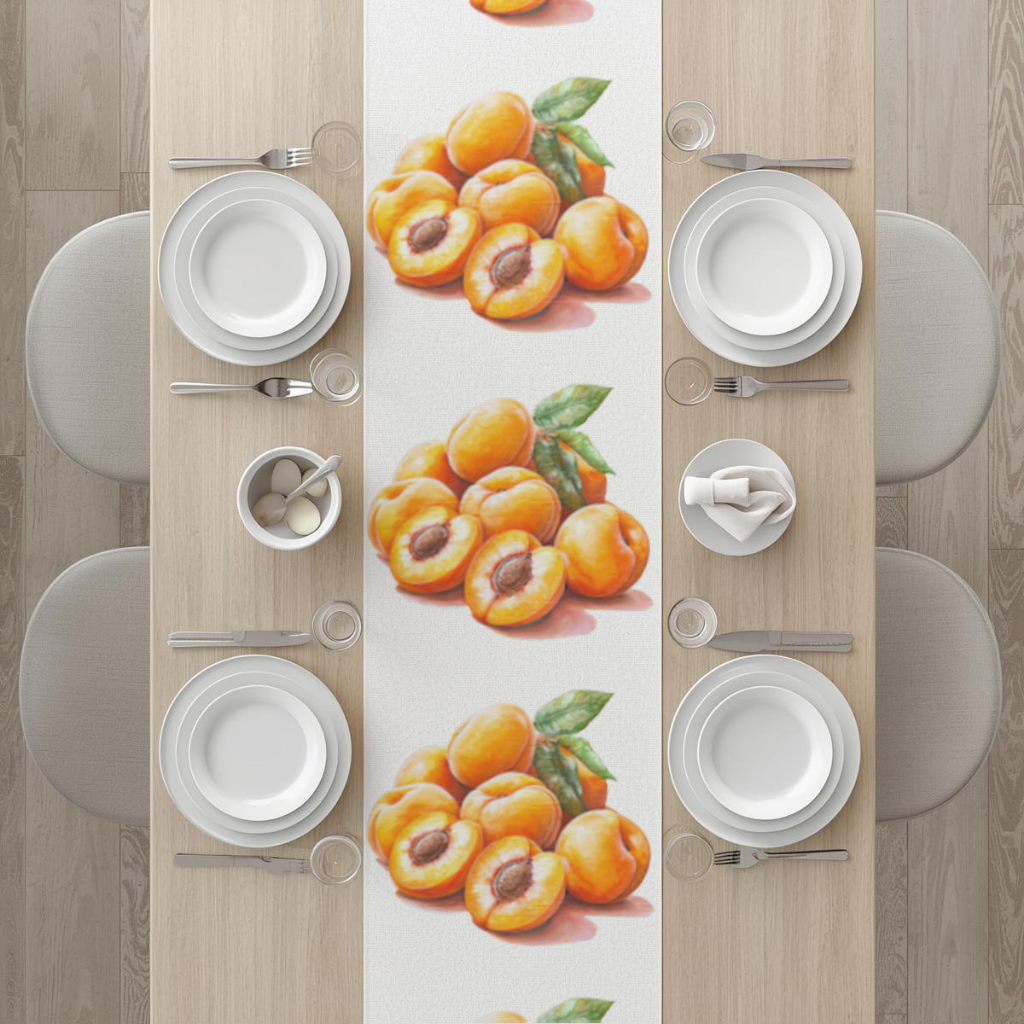 Watercolor Apricot and Leaves Runner