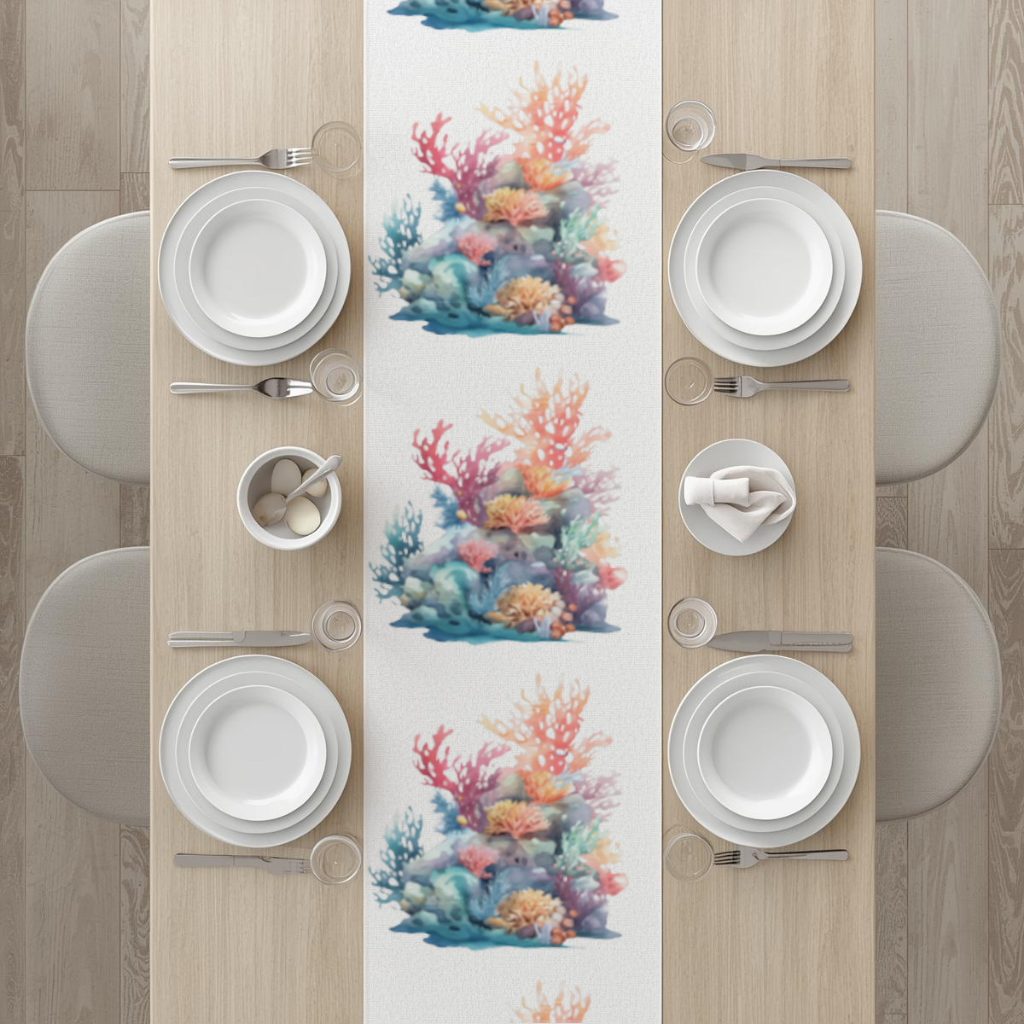 Vibrant Watercolor Coral Reef Scene Runner
