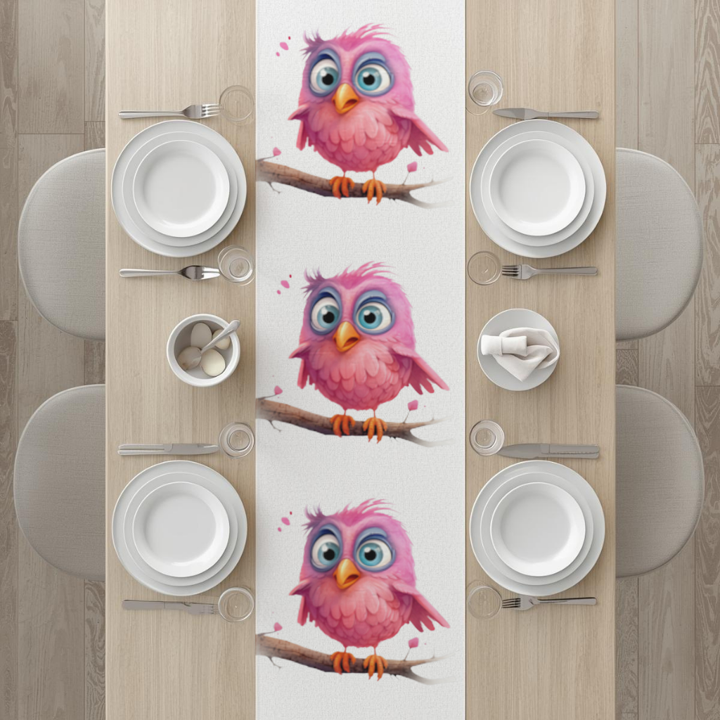 Cute Pink Bird with Large Blue Eyes 