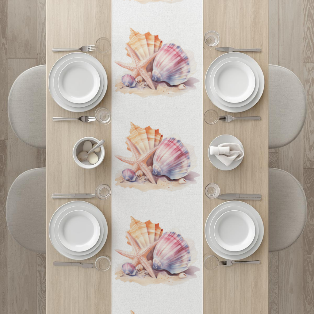 Watercolor Coastal Seashells Runner