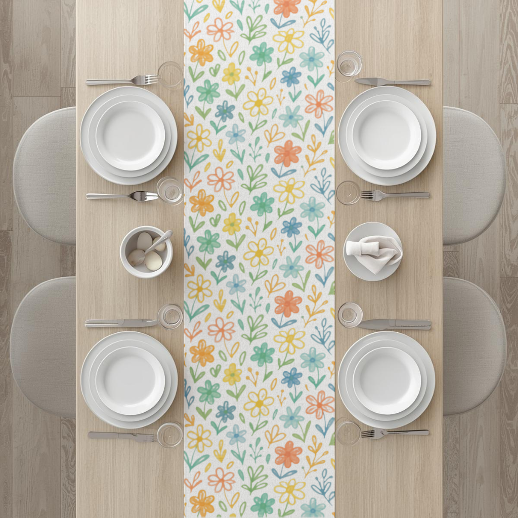 Colorful Boho Wildflowers Runner