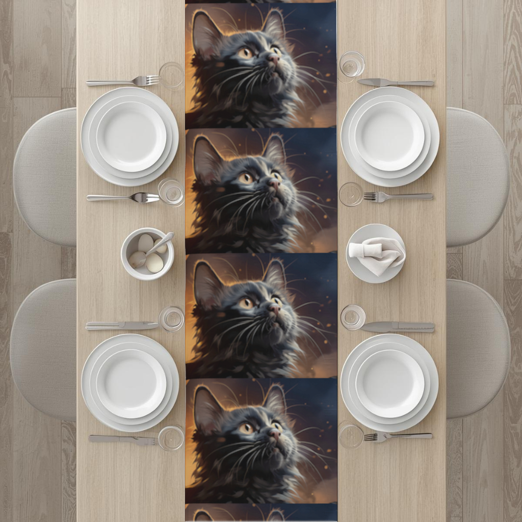 Siyah Kedi Dijital Sanat Masa Runner