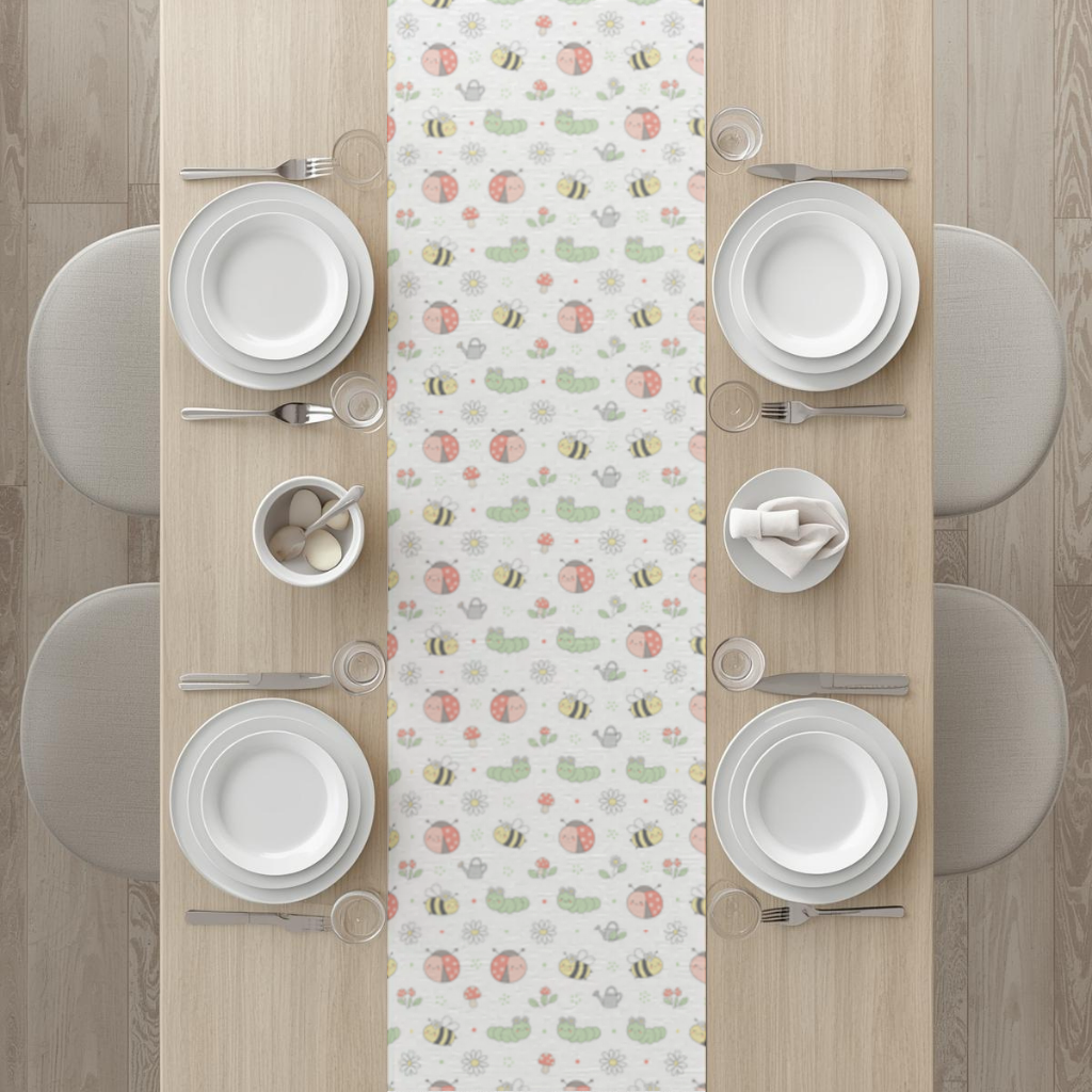 Cute Garden Bugs Pattern Runner