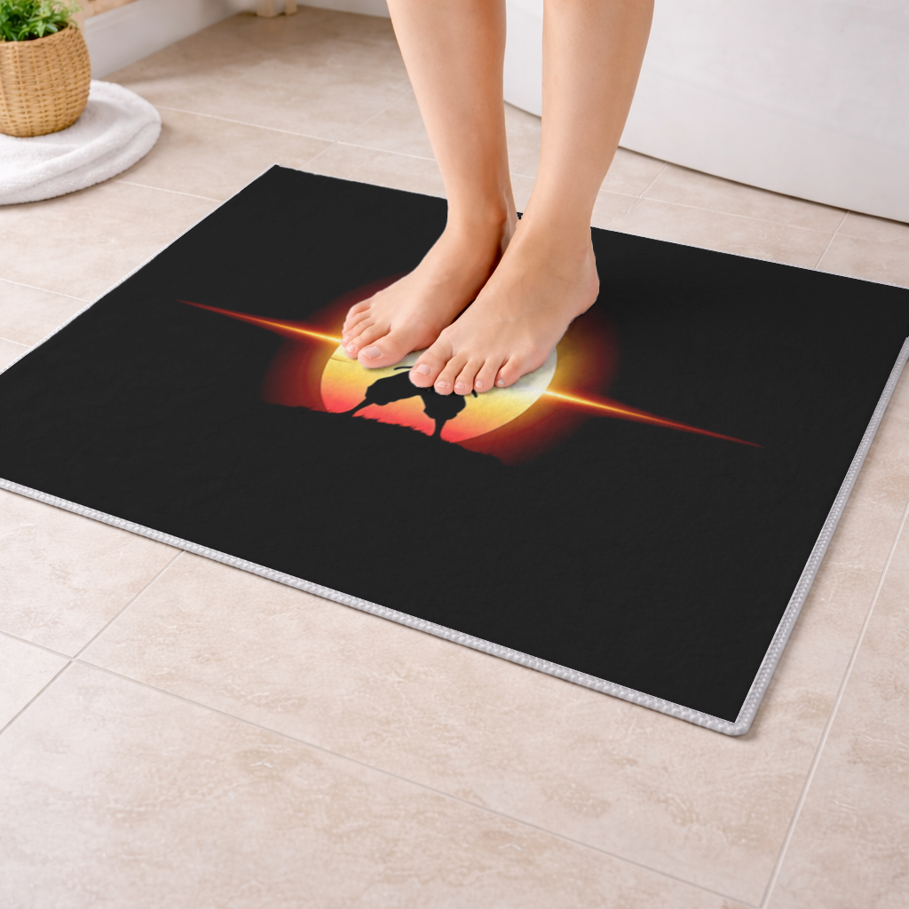 Samurai Silhouette Under the Rising Sun Honor and Strength Bath Mat