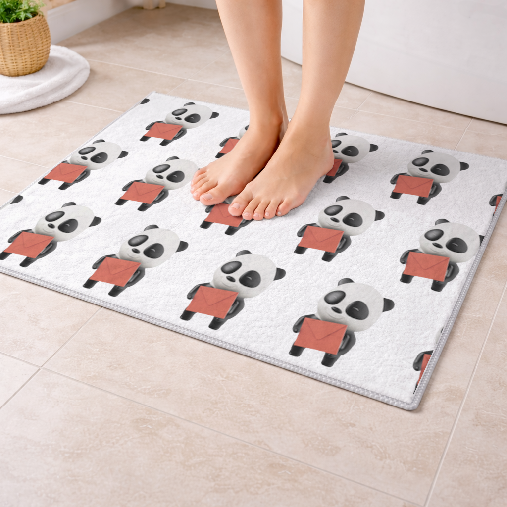 Happy Panda Character Holding Red Envelope Bath Mat