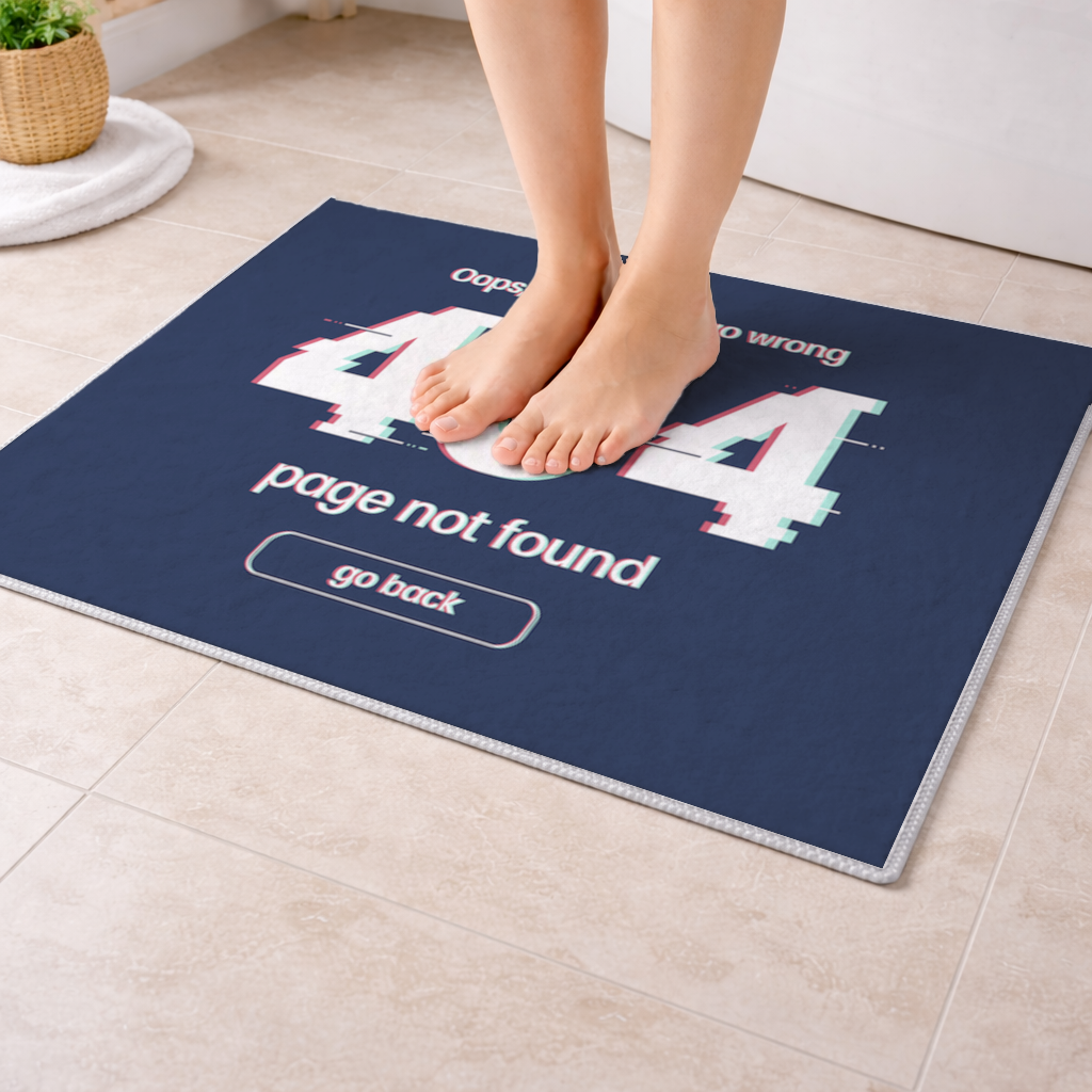 404 Error Glitch Design Bath Mat