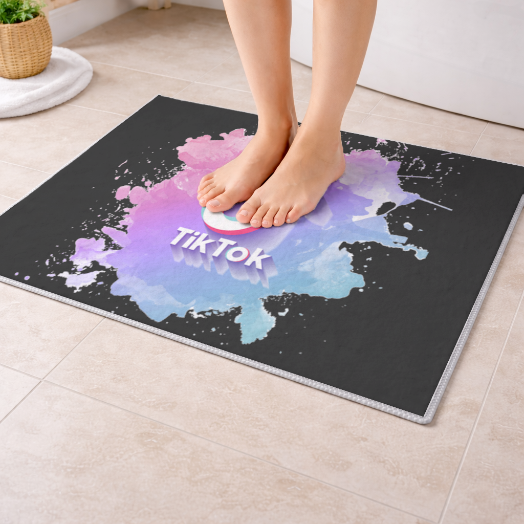 TikTok Logo with Watercolor Effect Bath Mat