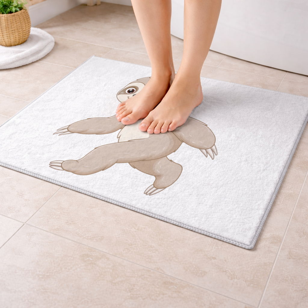 Cute Joyful Walking Sloth Bath Mat