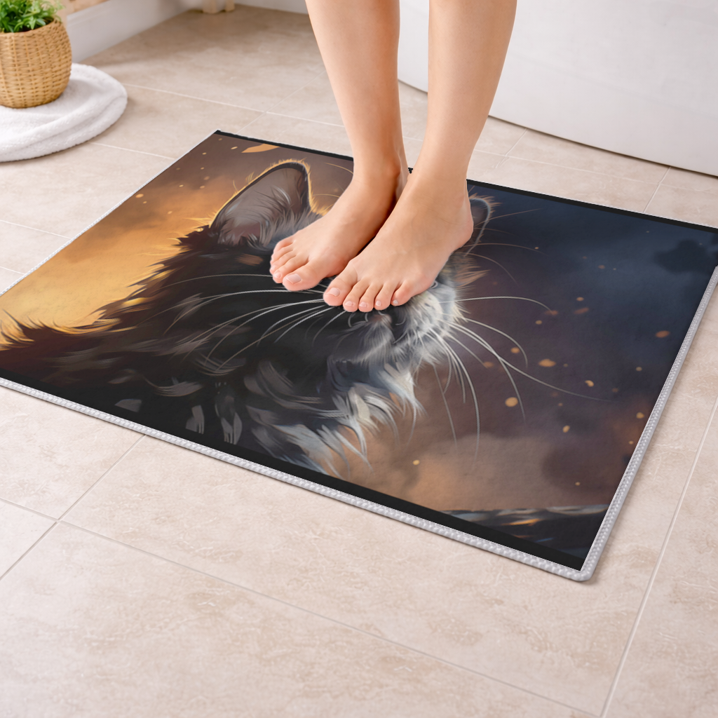 Black Cat Digital Art Bath Mat